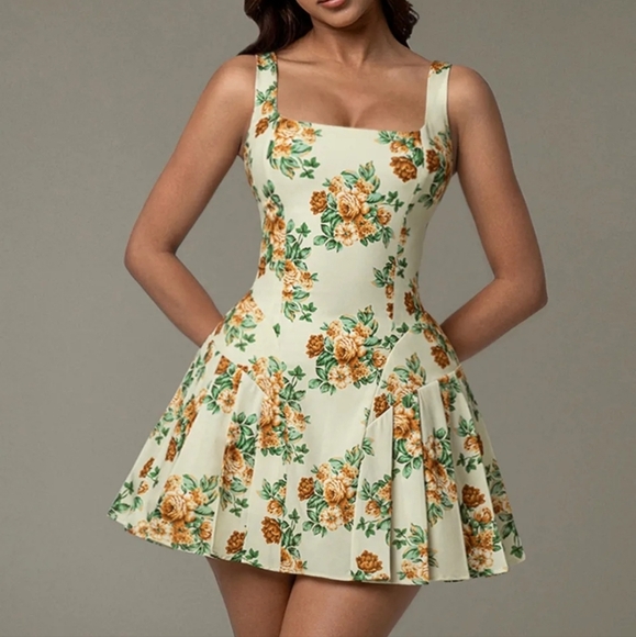 Floral Sleeveless Mini Pleated Dress - Picture 3 of 4